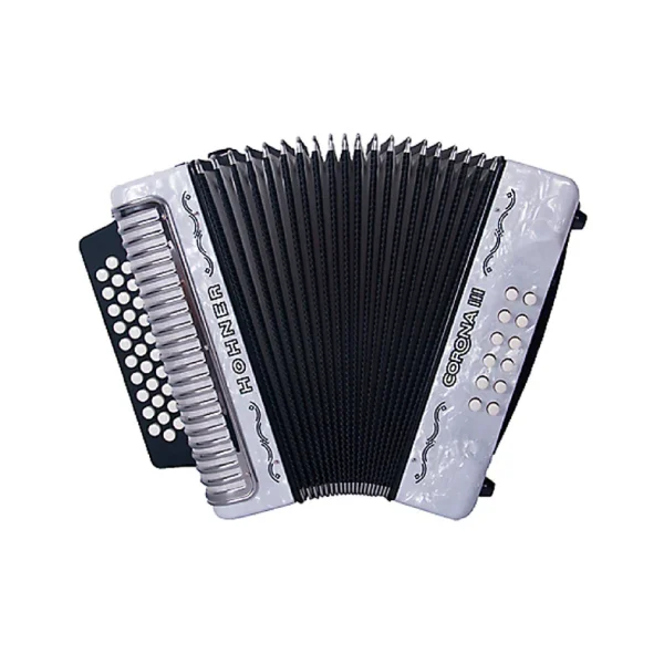 Hohner A5702S Acordeon Corona III estuche correas Blanco ADG