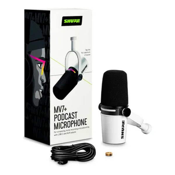 Micrófono Shure MV7+-W USB/XLR dinámico Blanco