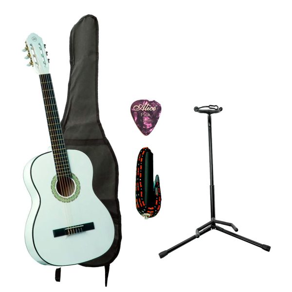 Combo Eko CS-10 Blanco Guitarra + Base, estuche y accesorios