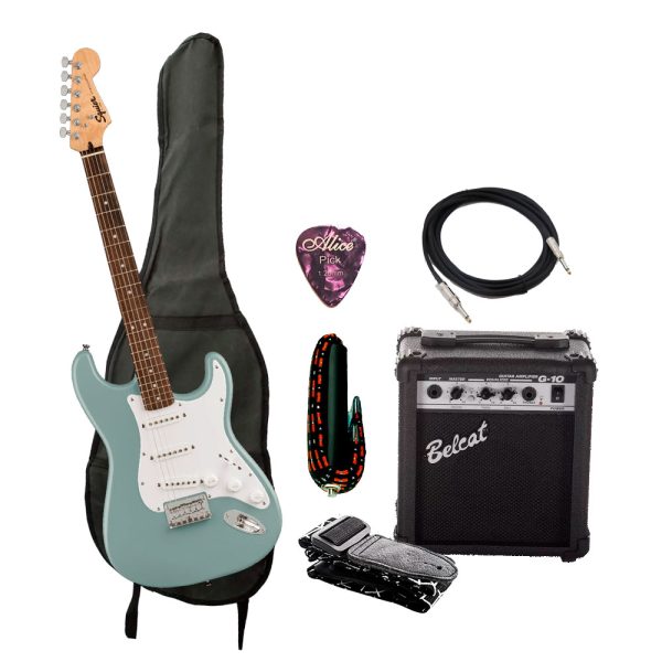 Combo Fender SQ BULLET ST Guitarra + Amplificador, Base y Accesorios