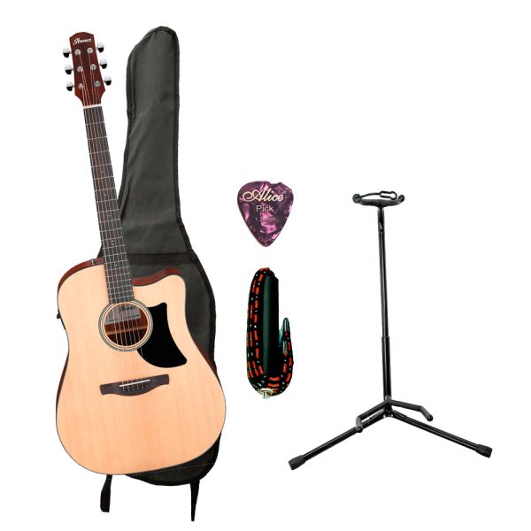 Combo Ibanez AAD50CE-LG Guitarra + Base, estuche y accesorios