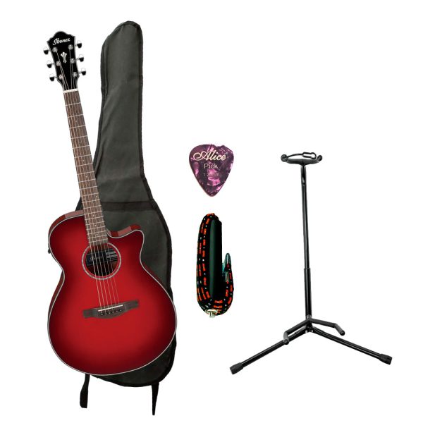 Combo Ibanez AEG51-TRH Guitarra + Base, estuche y accesorios