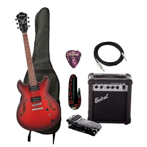 Combo Ibanez AS53-SRF Guitarra + Amplificador, Base y Accesorios