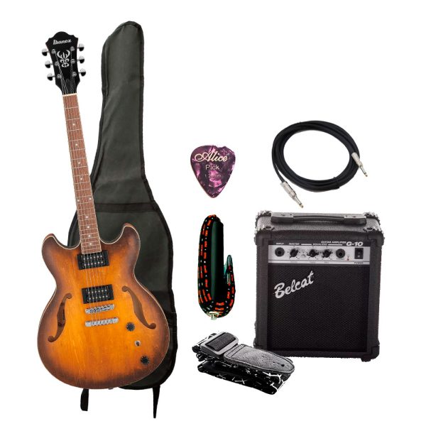Combo Ibanez AS53-TF Guitarra + Amplificador, Base y Accesorios