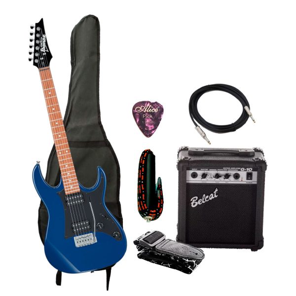 Combo Ibanez IJRX20N-BL Guitarra + Amplificador, Base y Accesorios