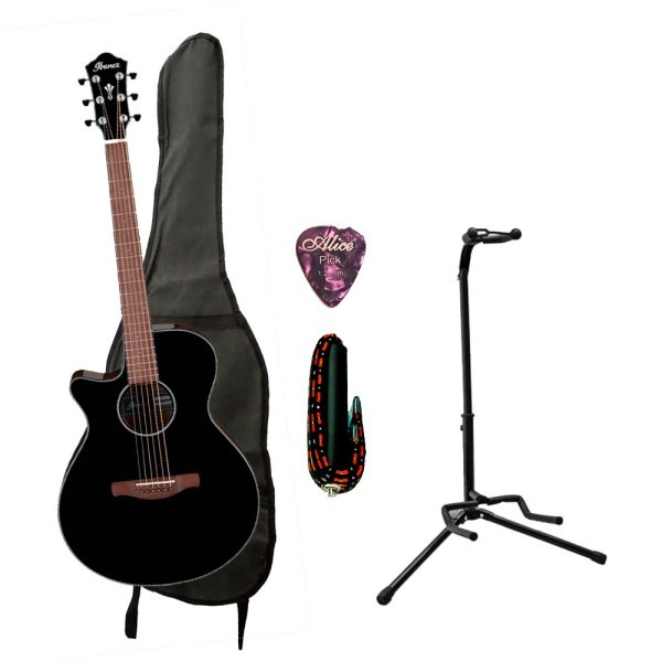 Combo Ibanez AEG50L-BKH Guitarra zurda + Base, estuche y accesorios