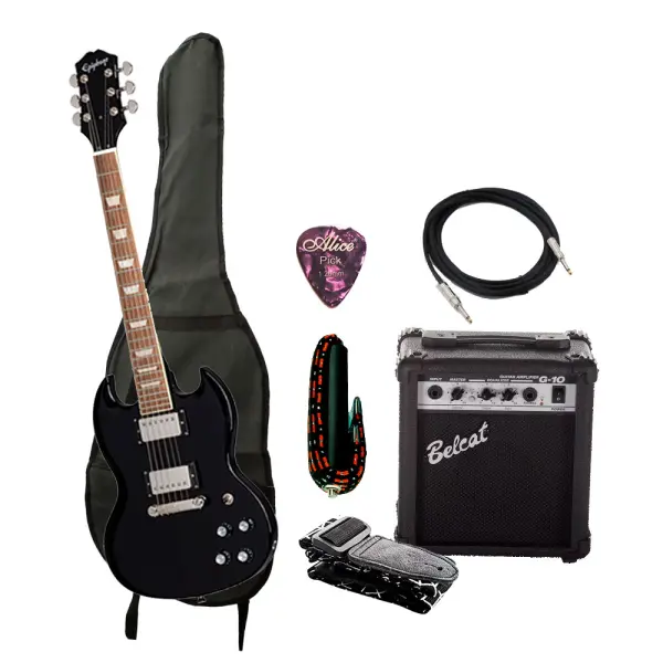 Combo Epiphone ES1PPSGEBNH3 Guitarra + Amplificador, Base y Accesorios