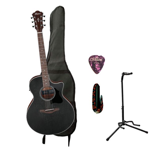 Combo Ibanez AE140-WKH Guitarra + Base, estuche y accesorios