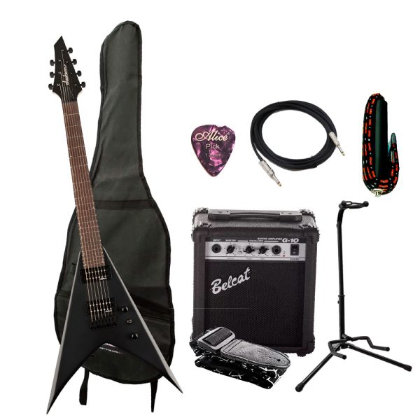 Combo Jackson KING V JS22-7 KV HT Guitarra + Amplificador, Base y Accesorios
