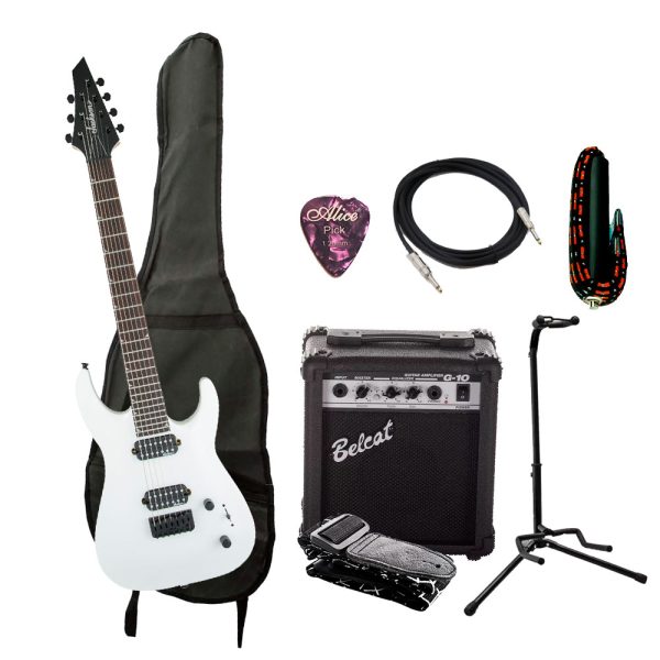 Combo Jackson JS32-7 DINKY DKA 7C Guitarra + Amplificador, Base y Accesorios