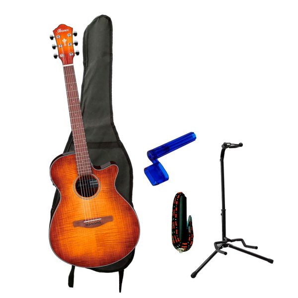 Combo Ibanez AEG70-VVH Guitarra + Base, estuche y accesorios