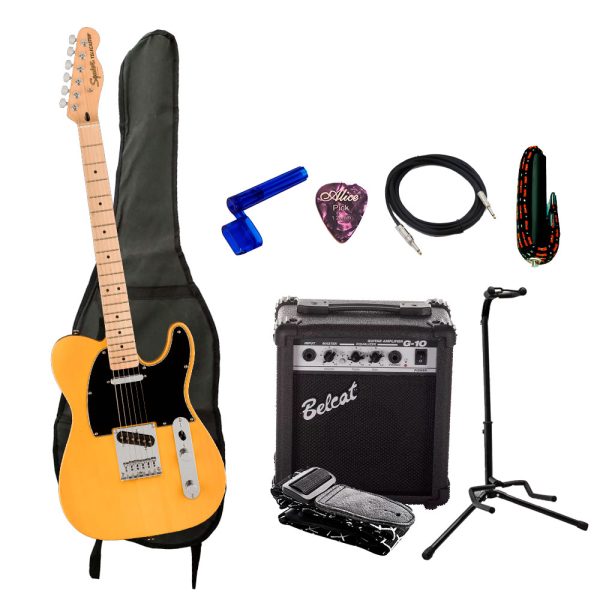Combo Fender AFF TELE MN BTB Guitarra + Amplificador, Base y Accesorios