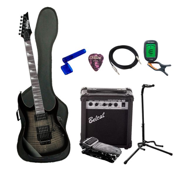 Combo Ibanez GRG320FA-TKS Guitarra + Amplificador, Base y Accesorios