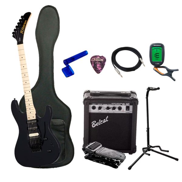 Combo Kramer KSTMFRHSSEBBF1 Guitarra + Amplificador, Base y Accesorios