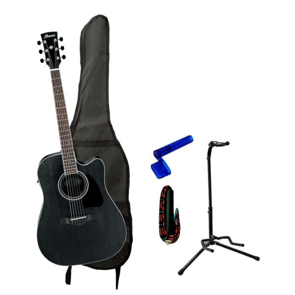 Combo Ibanez AW84CE-WK Guitarra + Base, estuche y accesorios