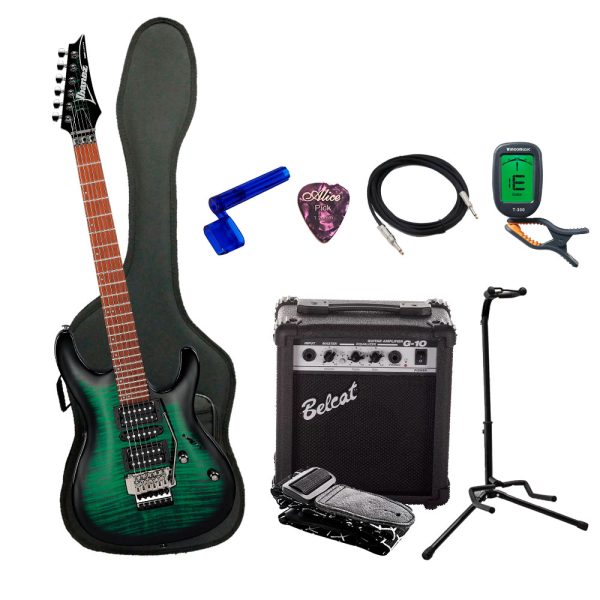 Combo Ibanez KIKOSP3-TEB Guitarra + Amplificador, Base y Accesorios