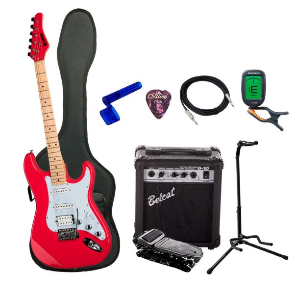 Combo Kramer KSTFLFRHSSTRBF1 Guitarra + Amplificador, Base y Accesorios
