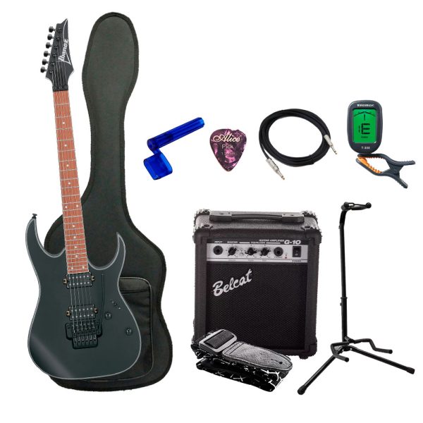 Combo Ibanez RG420EX-BKF Guitarra + Amplificador, Base y Accesorios