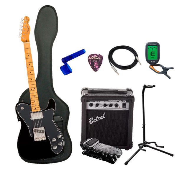 Combo Fender Sq Cv 70S Tele Guitarra + Amplificador, Base y Accesorios