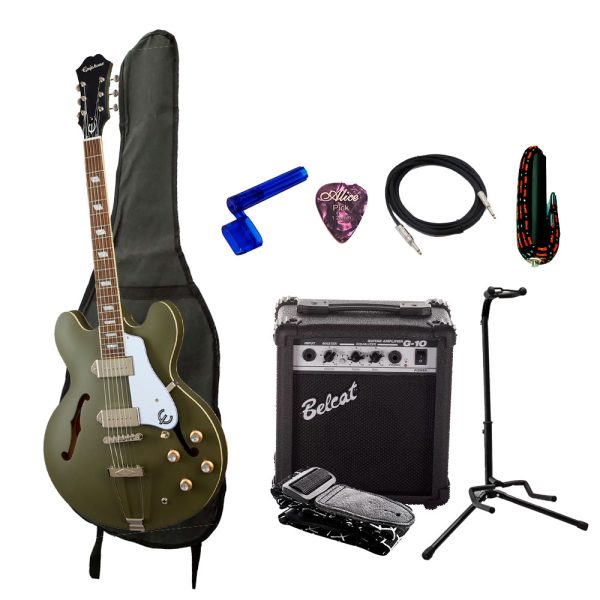 Combo Epiphone ETCAWODNH1 Guitarra + Amplificador, Base y Accesorios
