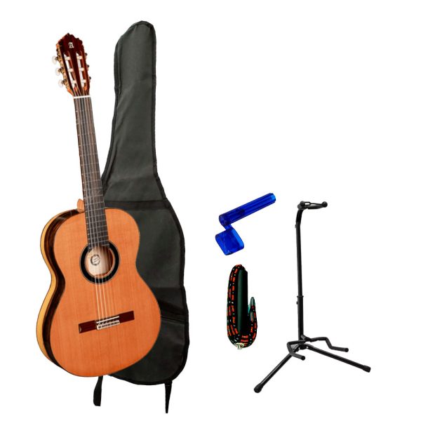 Combo Alhambra 6 EBANO BL Guitarra + Base, estuche y accesorios Pack