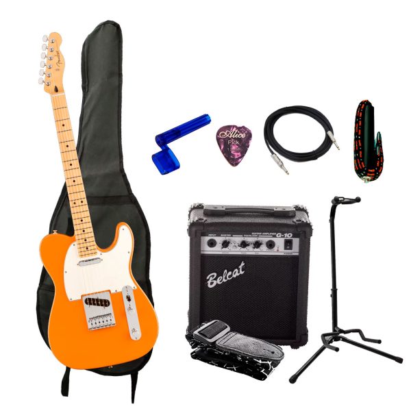 Combo Fender PLAYER TELECASTER Guitarra + Amplificador, Base y Accesorios
