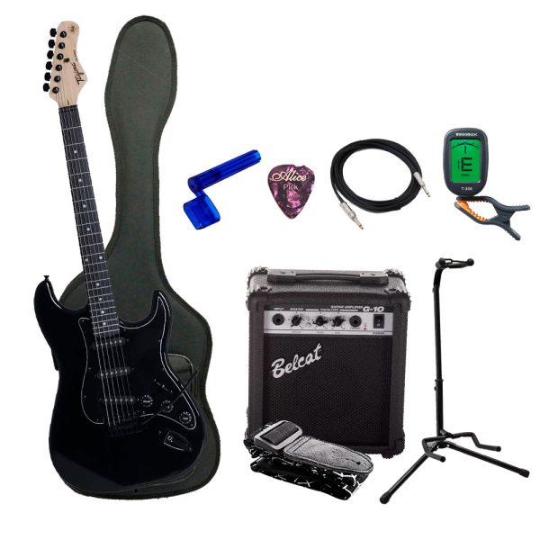 Combo Tagima TG-500 LH BK D/BK Guitarra + Amplificador, Base y Accesorios