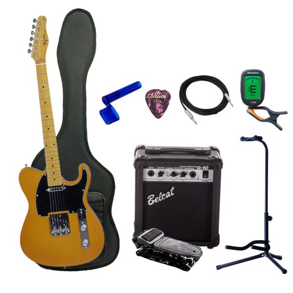 Combo Tagima TW-55 BS L/BK Guitarra + Amplificador, Base y Accesorios