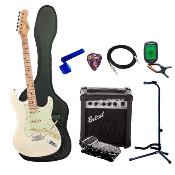 Combo Tagima T-635 CLASSIC OWH L/MG Guitarra + Amplificador, Base y Accesorios