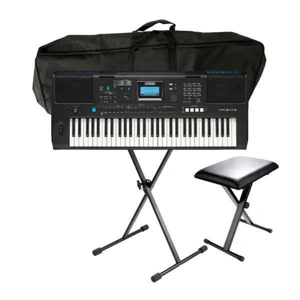 Combo Yamaha PSR-E473 Piano + Silla, base y estuche