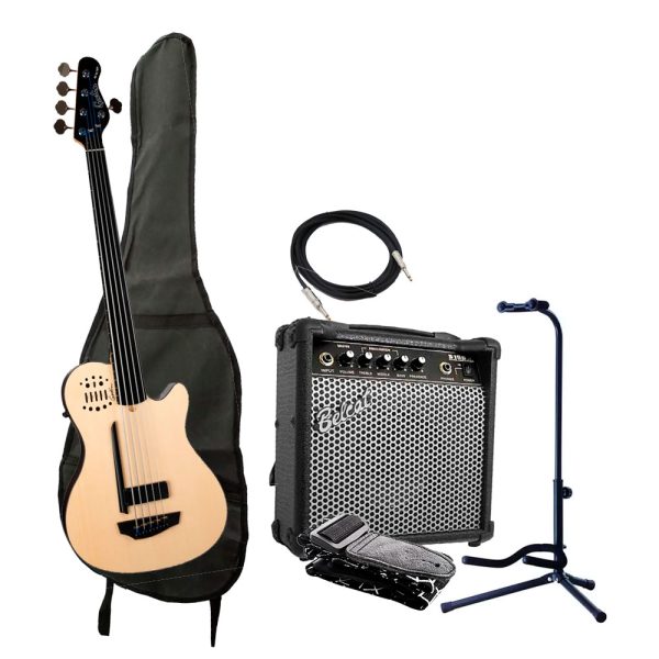 Combo Godin A5 ULTRA FRETLESS A/E Bajo + Amplificador base y accesorios