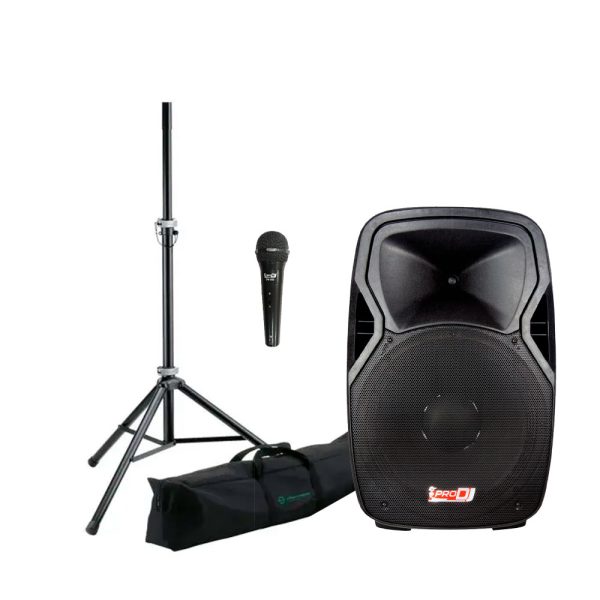 Combo Pro dj PS15A-MP3-B Cabina + Base y estuche